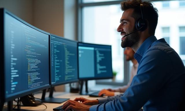 Professionelles Support-Team bei der Arbeit